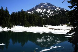 South Sister, with unnamed lake by the PCT