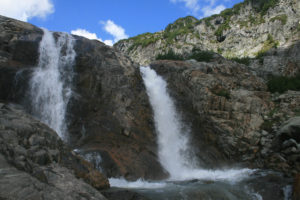 Twin waterfalls, below the glacier