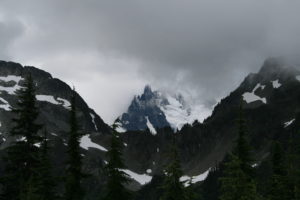 Mt. Shuksan, barely visible through the clouds