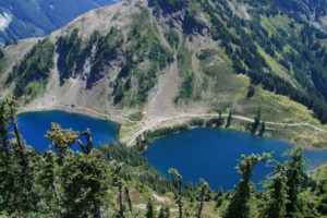 View of Twin Lakes, on the trail up to Winchester Peak