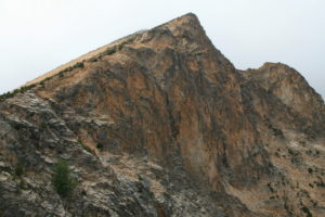 Backside view of a ridge peak along the way to Golden Horn