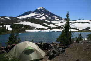 Tent site at Camp Lake, with windbreak