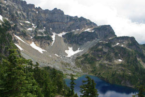 Columbia Peak above the largest of Twin Lakes