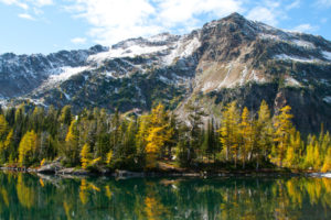 Larch Lake, with the fall colors reflecting off the smooth surface...