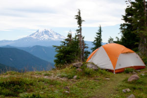 Our campsite above Goat Lake, with Mt. Adams in the distance