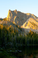 A few golden moments of sunrise on unnamed peak south of Shelf Lake. It stood so proudly, I called it Warbonnet or Chieftan peak, because it looked like a warbonnet...Natch!