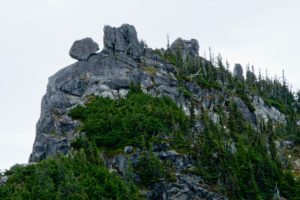 Monstrous boulder doing a balancing act near Thunder Mt.